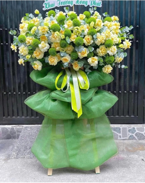 Kệ hoa tone xanh lá sang trọng 