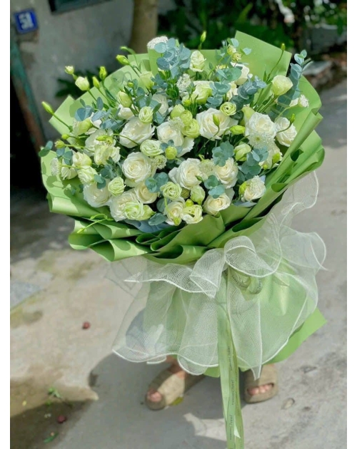 Bó hoa tone xanh lá tặng sếp 