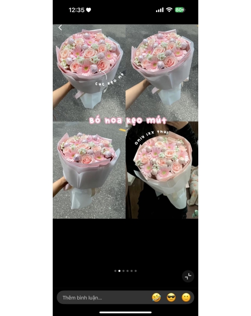 Bó hoa kẹo mút mix hoa tươi 