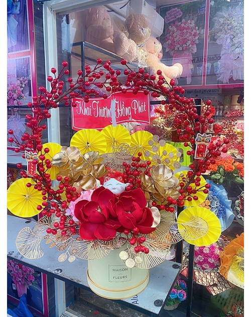 Giỏ mèo thần tài mừng khai trương